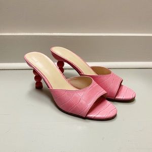 Pink Crocodile Mules